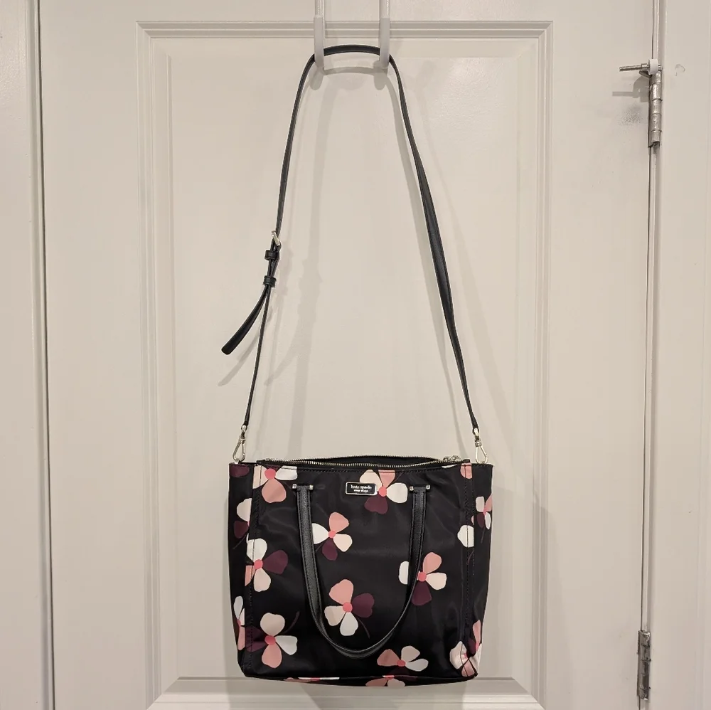SALE 🎉 Kate Spade Dawn Dusk Buds Medium Satchel Black Floral Women's Bag - Picture 6 of 8